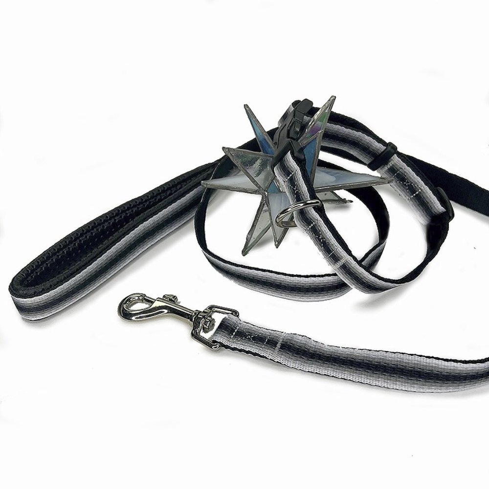 Black & Gray Nylon/Cotton Collar & Leash Set